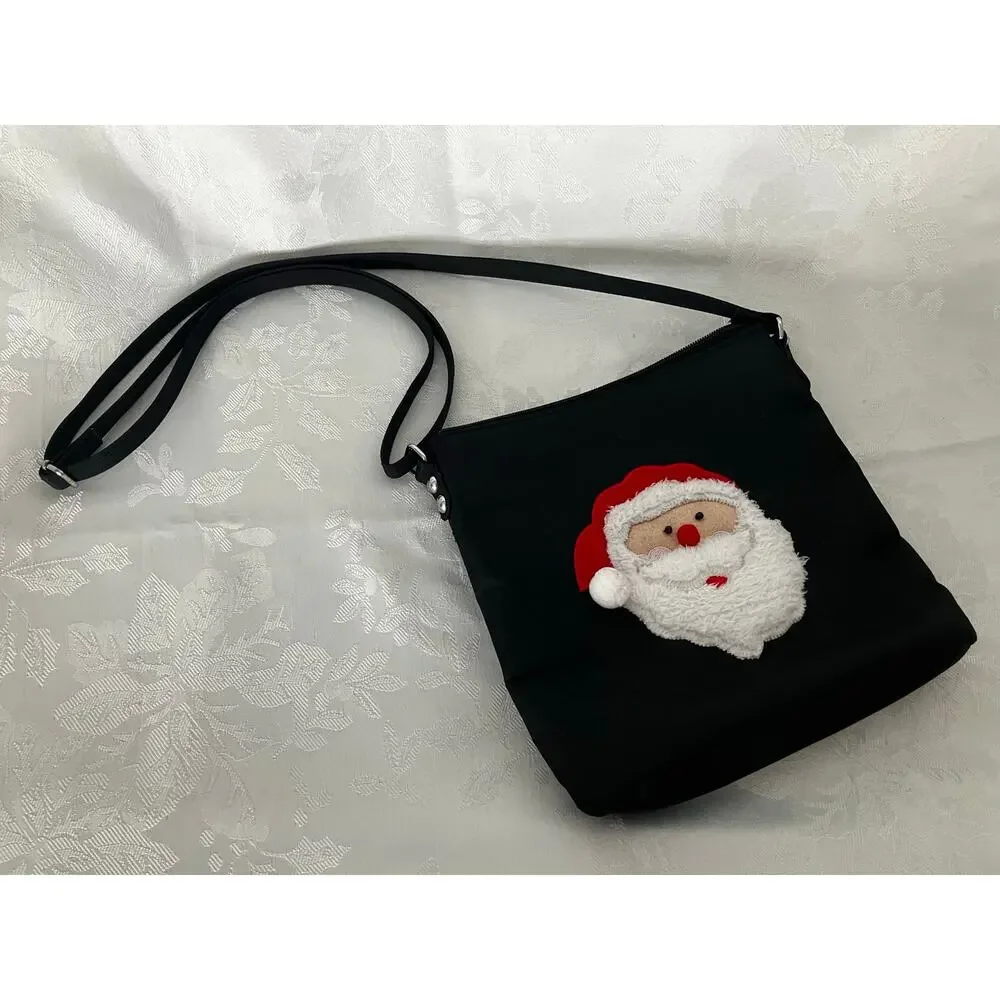 Kim Rogers Black Santa Crossbody Purse Christmas Holiday Adjustable Strap